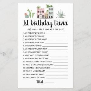 1st Birthday Trivia editable game