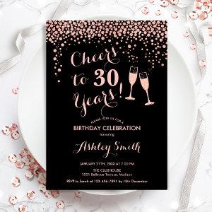30th Birthday - Cheers To 30 Years Rose Gold Black