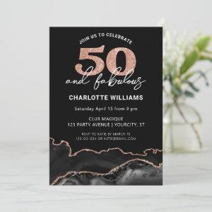 50 And Fabulous Glitter Rose Gold 50th Birthday