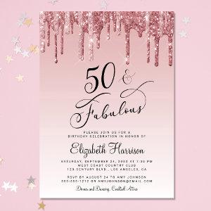 50 Fabulous Glitter Rose Gold Pink Birthday Party