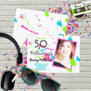 80s Retro Paint Splatter 50 and Fabulous Birthday