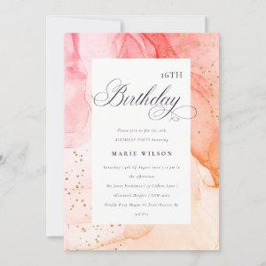Abstract Pastel Pink Orange Any Age Birthday