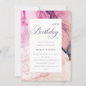 Abstract Pastel Pink Purple Navy Any Age Birthday