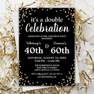 Adult Joint Birthday Party | Black Gold Glitter