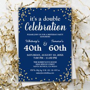 Adult Joint Birthday Party | Blue Gold Glitter