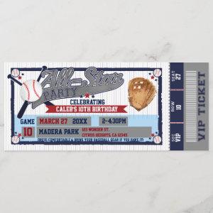 All Star Baseball Party Birthday Ticket