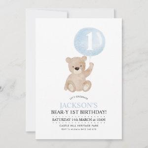 Beary 1st Birthday Bear Blue Balloon