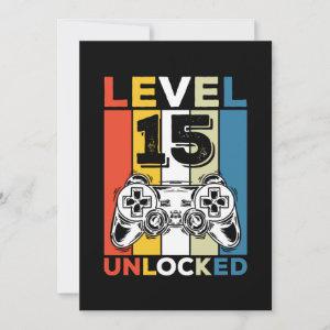 Birthday 15th Level Unlocked 15 Gaming Vintage