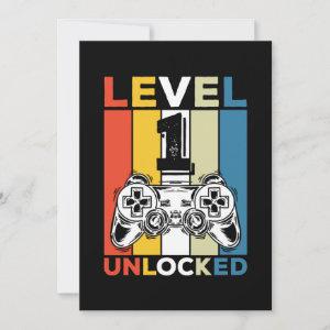 Birthday 1st Level Unlocked 1 Gaming Vintage