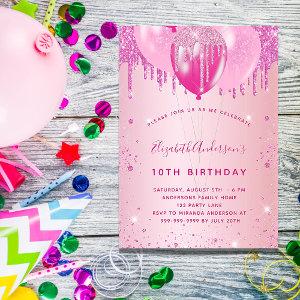 Birthday party blush pink glitter balloons girl