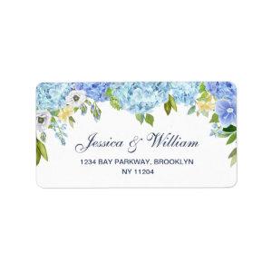 Blue Hydrangea Greenery Floral Address Label
