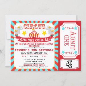 Blue Red Circus Ticket  Circus Tent Birthday