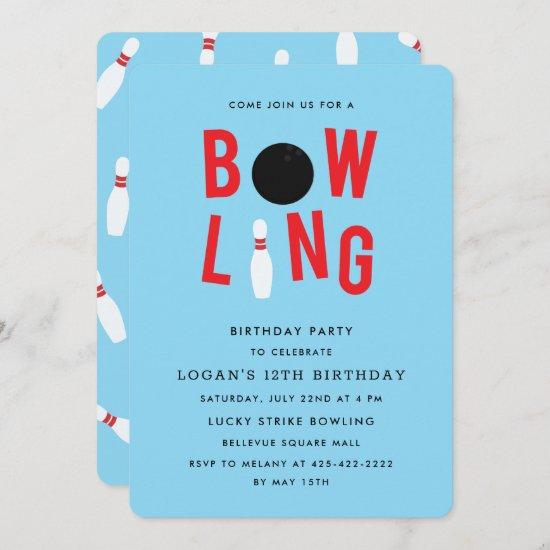 Bowling Fun Kid's birthday party _blue