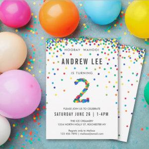 Boys 2nd Birthday Party, Primary Color Confetti