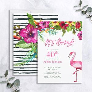 Bright Tropical Pink Let's Flamingo 40th Birthday