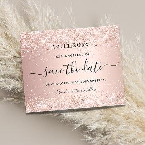 Budget sweet 16 rose gold glitter save the date