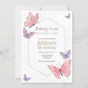Butterfly Kisses and Birthday Wishes Birthday  Inv