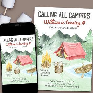 Calling All Campers Boys Birthday Camping Party