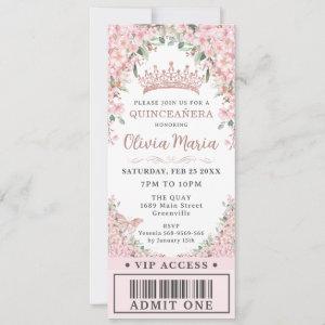 Cherry Blossoms Rose Gold Quinceañera VIP Ticket