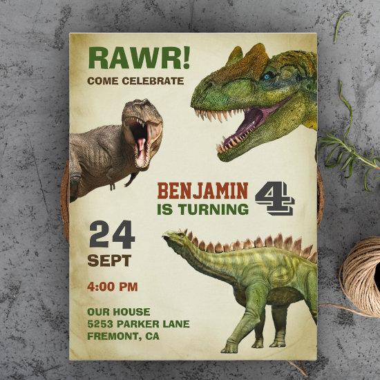 Cool Big Dinosaur Kids Birthday Party  Postcard
