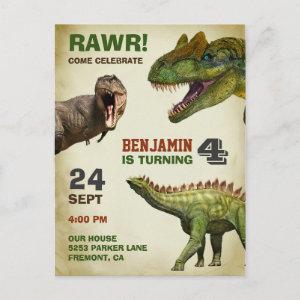 Cool Big Dinosaur Kids Birthday Party  Postcard