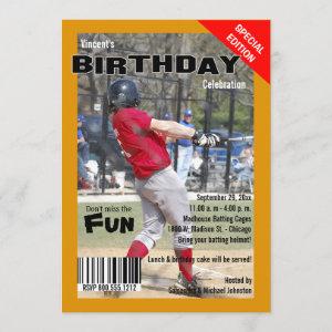 Custom Magazine Style Sports Birthday Party Invite