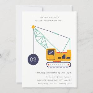 Cute Construction Crane Vehicle Any Age Birthday