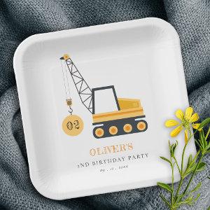 Cute Construction Crane Vehicle Any Age Birthday  Paper Plates