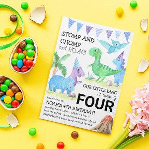 Cute Dinosaur Stomp, Chomp & Roar 4th Birthday