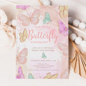 Cute pink a little butterfly chic 1st birthday