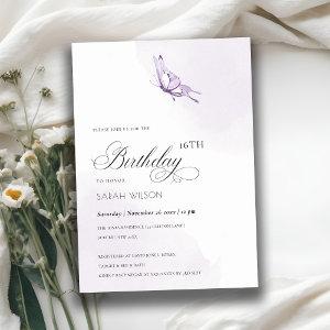 Cute Purple Watercolor Butterfly Any Age Birthday