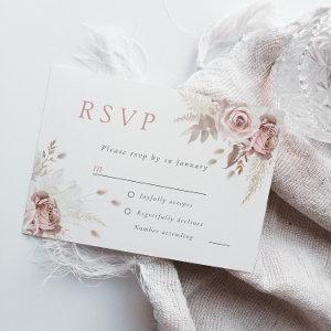 Divine Dusty Rose Blush Floral Wedding All Event R RSVP Card