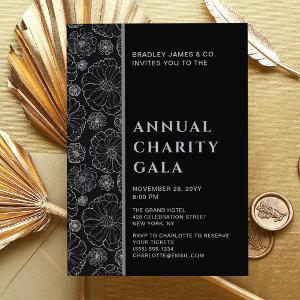 Elegant Black Botanical Charity Event Gala Party