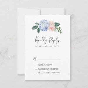 Elegant Blue Hydrangea | White Simple RSVP Card