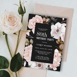 Feminine Watercolor Floral 80th Birthday Party