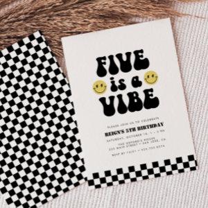 Five is Vibe | Boys Happy Face Kids 5th Birthday