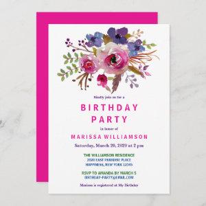 Floral Pink Watercolor Birthday Party