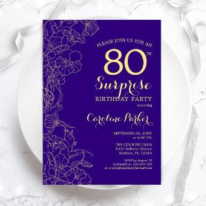 Floral Purple Gold Surprise 80th Birthday Party