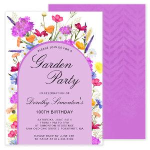 Garden Party Watercolor Wildflower 100th Birthday