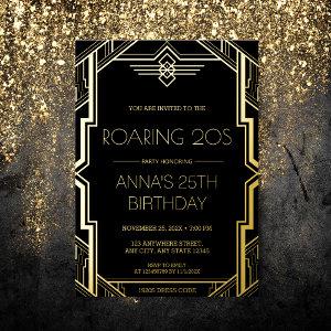 Gatsby Art Deco Black and Gold Birthday Party Foil