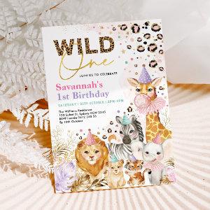 Girl Party Animals Leopard Print Wild One Birthday