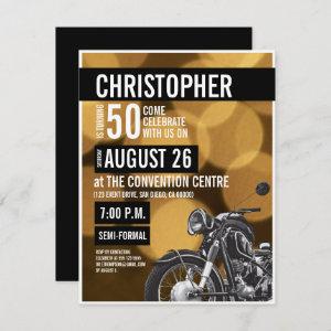Gold black Modern Motorcycle theme 50th birthday