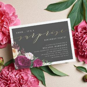 Gold & Burgundy Floral Surprise Birthday Party