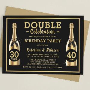 Gold Champagne Elegant Double Birthday Party