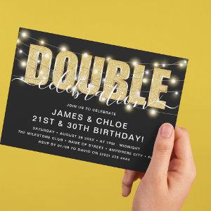 Gold Glitter 'DOUBLE' Celebration Birthday Party