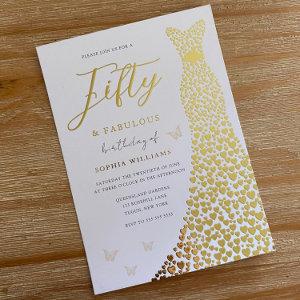 Golden Dress Fifty & Fabulous 50th Birthday Party Foil