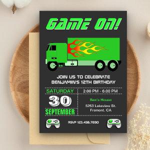 Green Video Game Truck Birthday Party