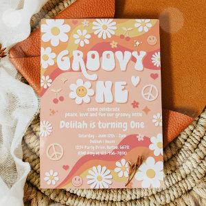 Groovy One Daisy Floral 70s Peace Hippie Birthday