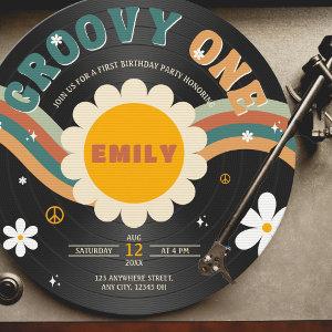 Groovy One Retro Vinyl Record Girl's 1st Birthday