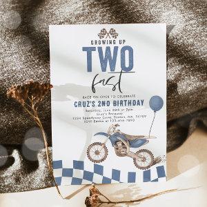 Growing Up Two Fast Blue Dirt Bike Boy Birthday